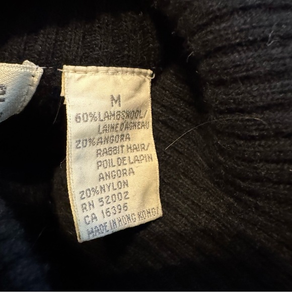 Vintage Liz Claiborne Lambswool Angora Rabbit Hair Mix Black Turtle Neck Sweater - Picture 5 of 8